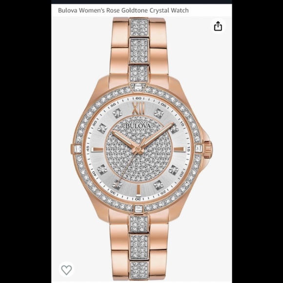 Bulova Rose Gold Tone w Crystal Watch - Picture 1 of 11